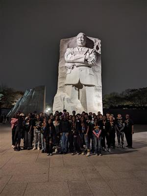Students in front of the MLK Monument