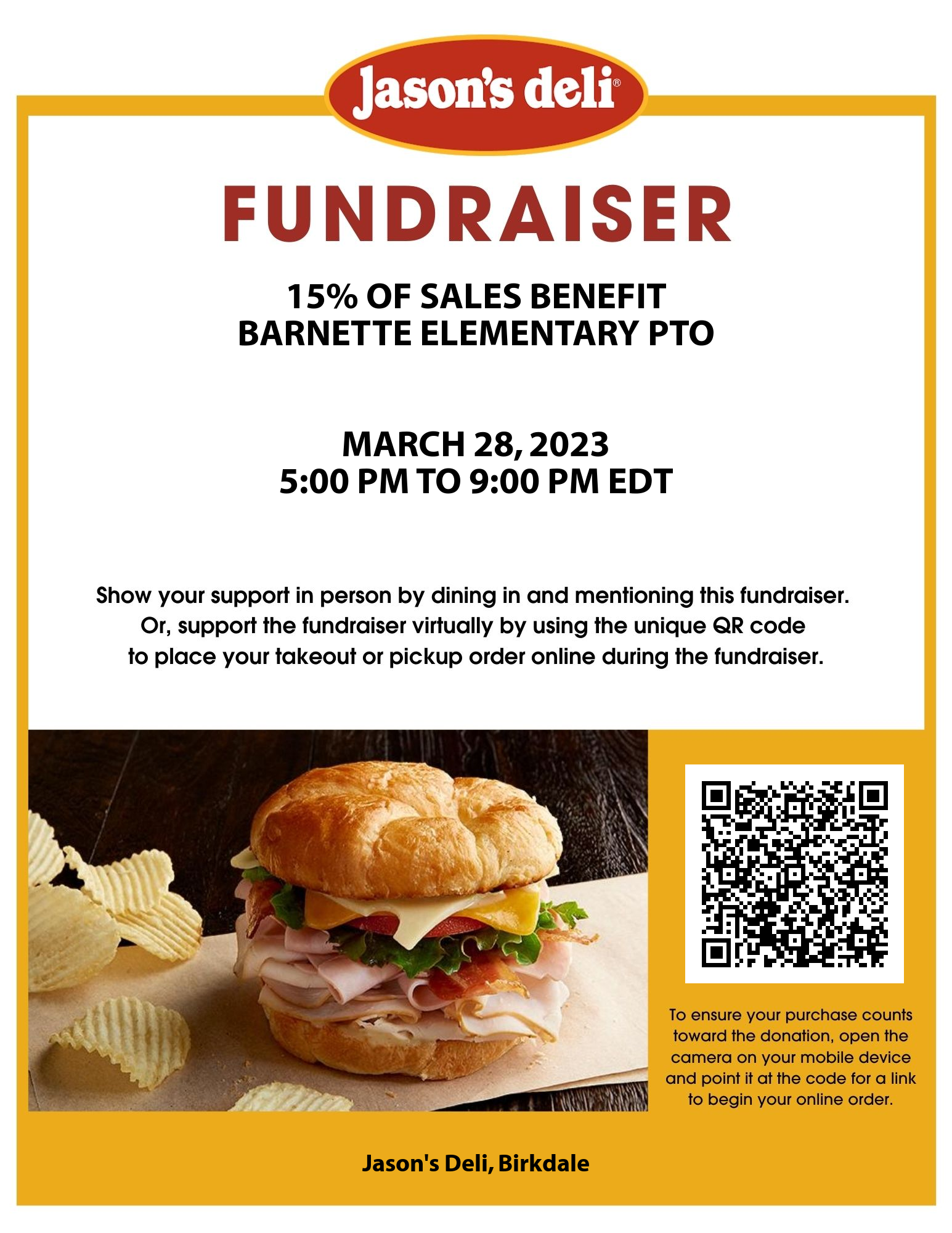 Join us for Jason's Deli Night