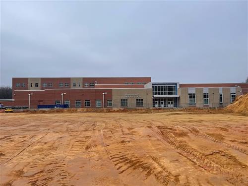 Bruns Avenue parking lot under construction