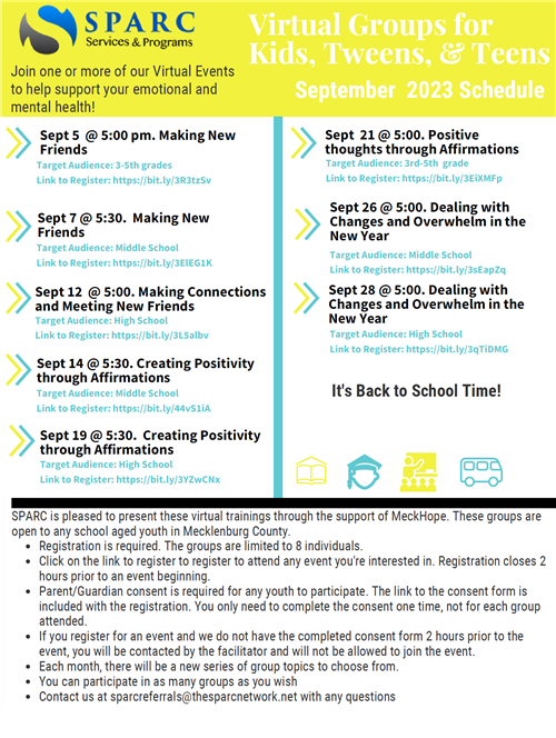 SPAR services and programs flyer