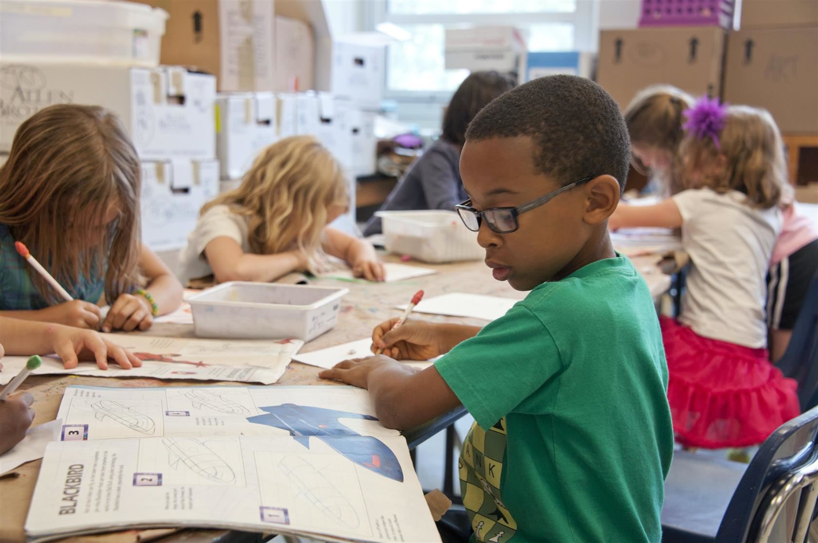  students working at desk