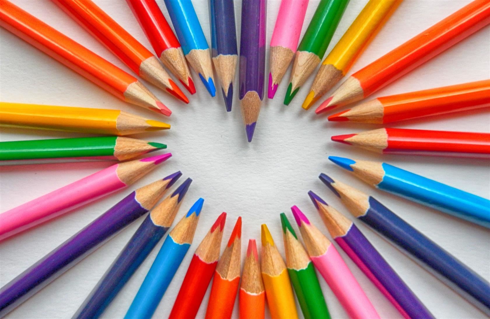  color pencils making a heart