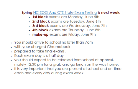 eoc cte test schedule