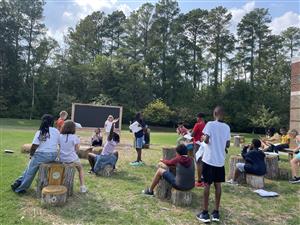 Students learning in Outdoor Classroom