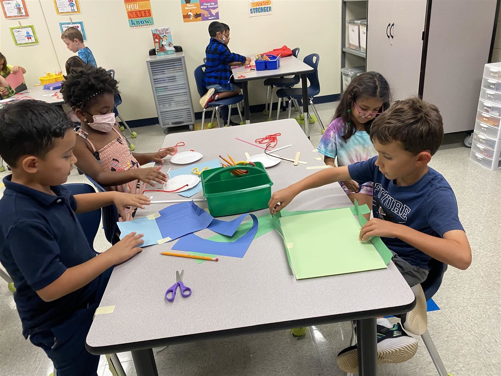  Students working in the makerspace