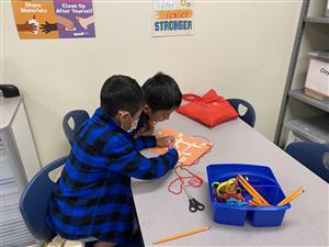 Children working in makerspace