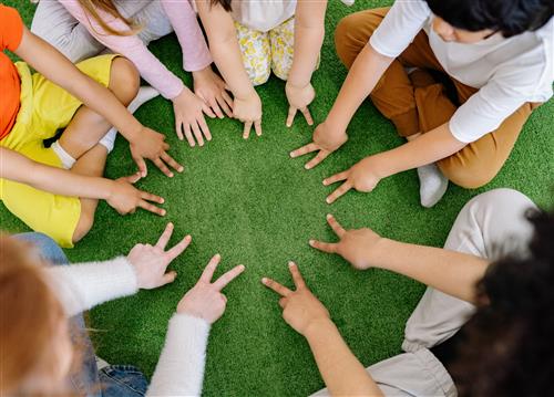 Students sitting in a circle