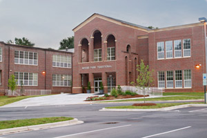 front of the school building