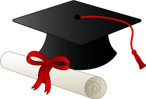 Graduation hat and scroll