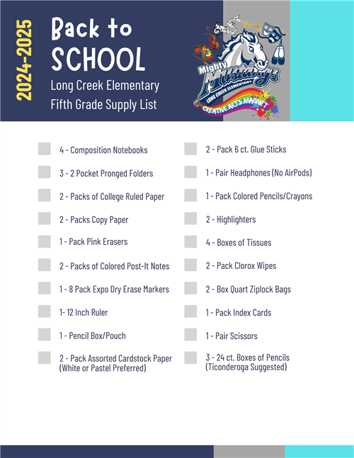 School Supply List 2023 - 2024 - North Clayton Middle School