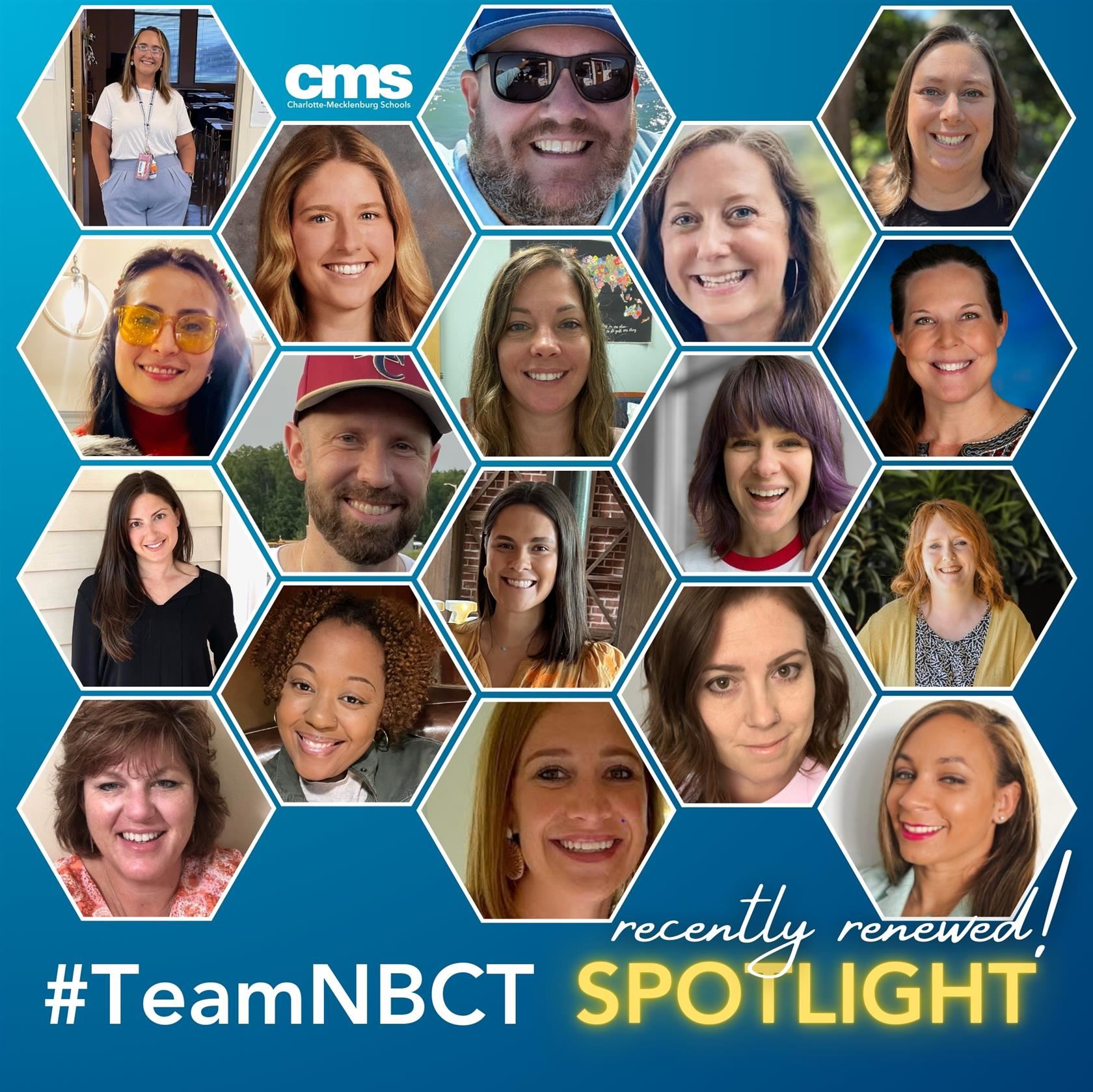 Collage of CMS educators who renewed their National Board Certification