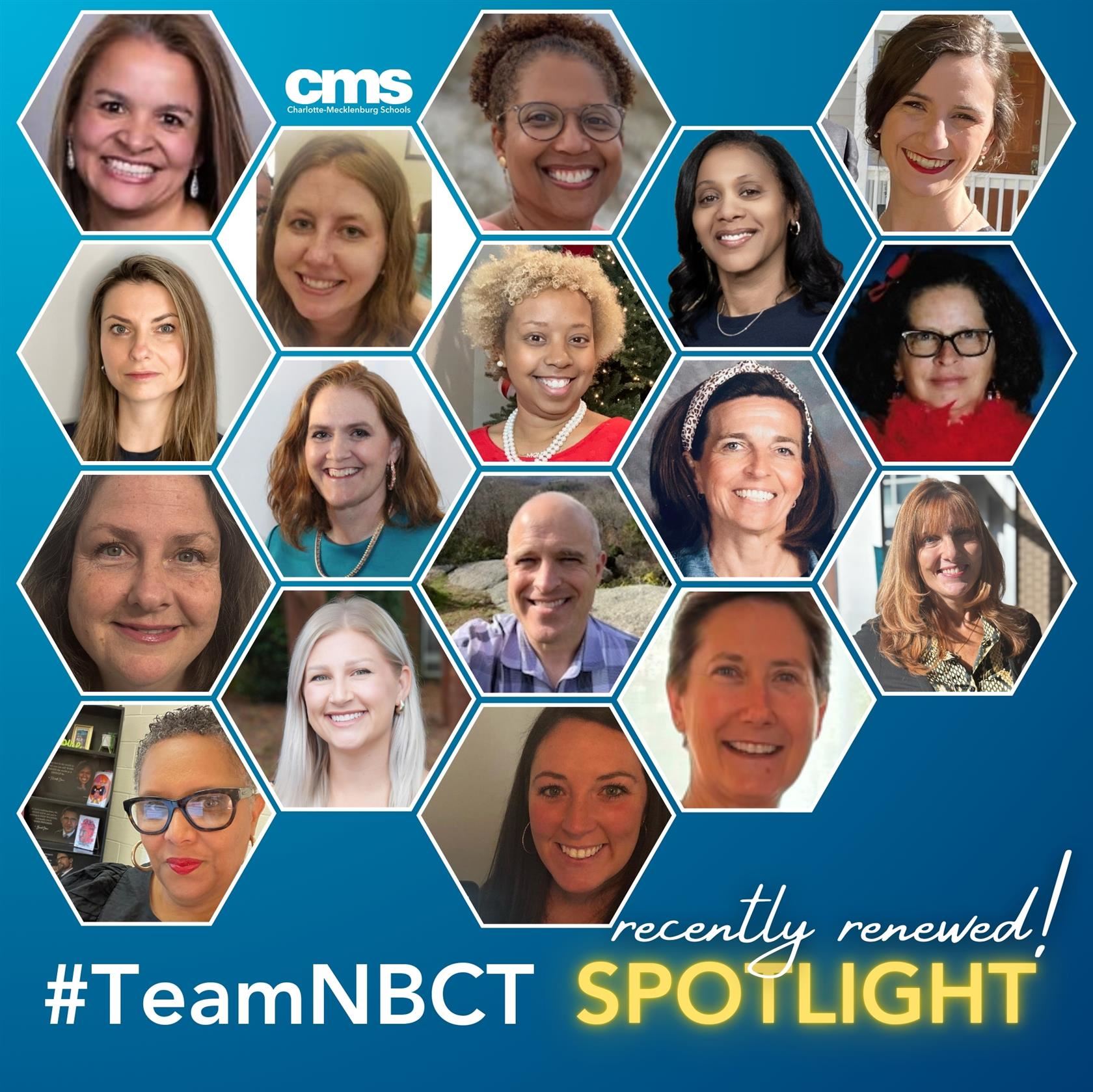 Collage of CMS educators who renewed their National Board Certification