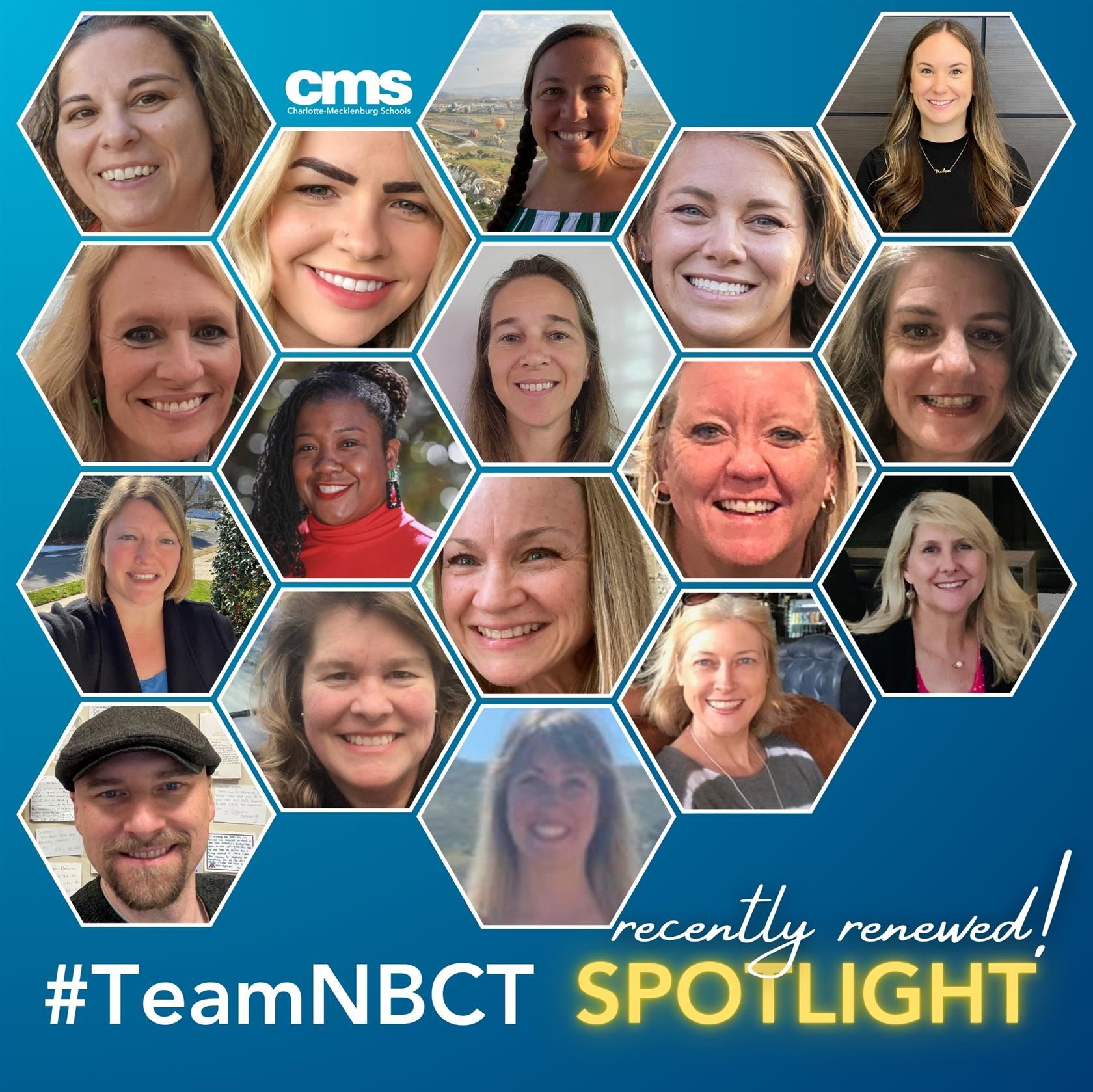 Collage of CMS educators who renewed their National Board Certification