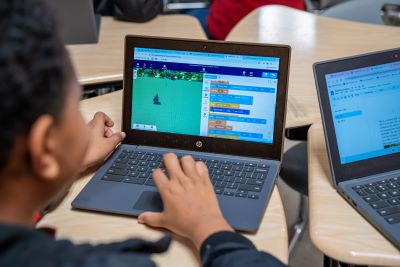 Students code at Dorothy J. Vaughan