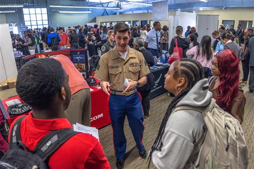 Employers engage students at CTE Futures Fair.