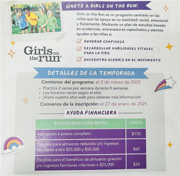 Girls on the Run Flyer Spanish